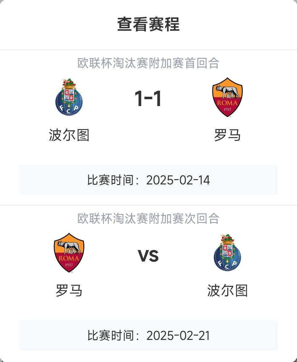 羅馬頂得住嗎？意甲歐戰8隊3隊直通4隊出局，羅馬首回合1-1波爾圖