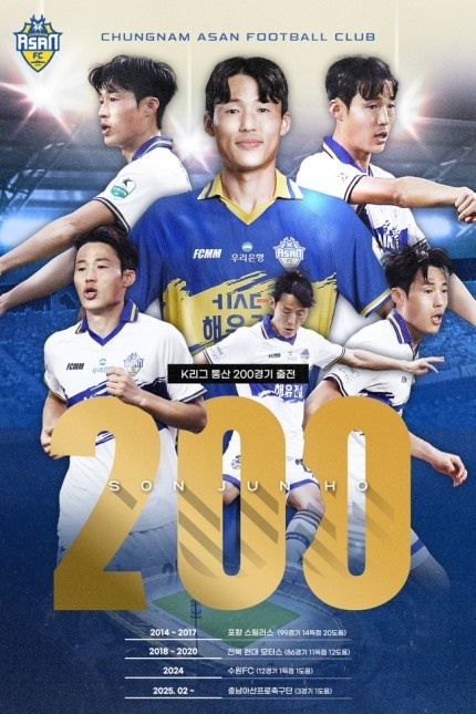 孫準浩完成K聯賽200場里程碑，貢獻26球34助